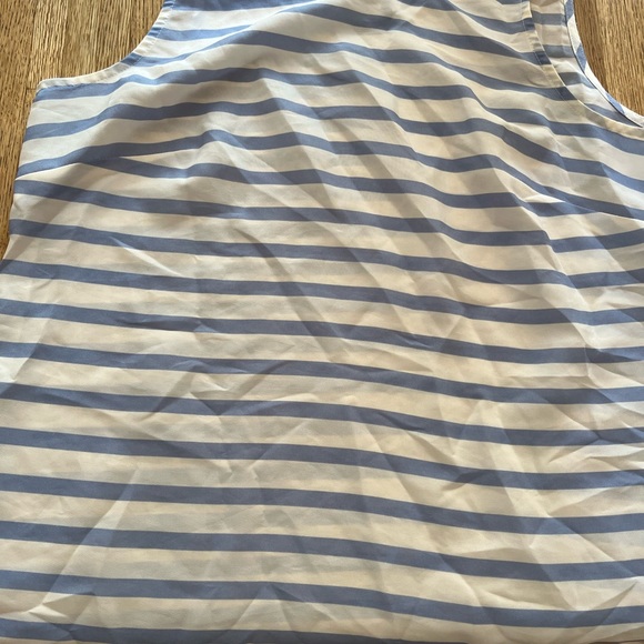 EUC J.crew size 4 Ivory and Light Blue Stripe Sleeveless Silk Tank - Picture 6 of 9